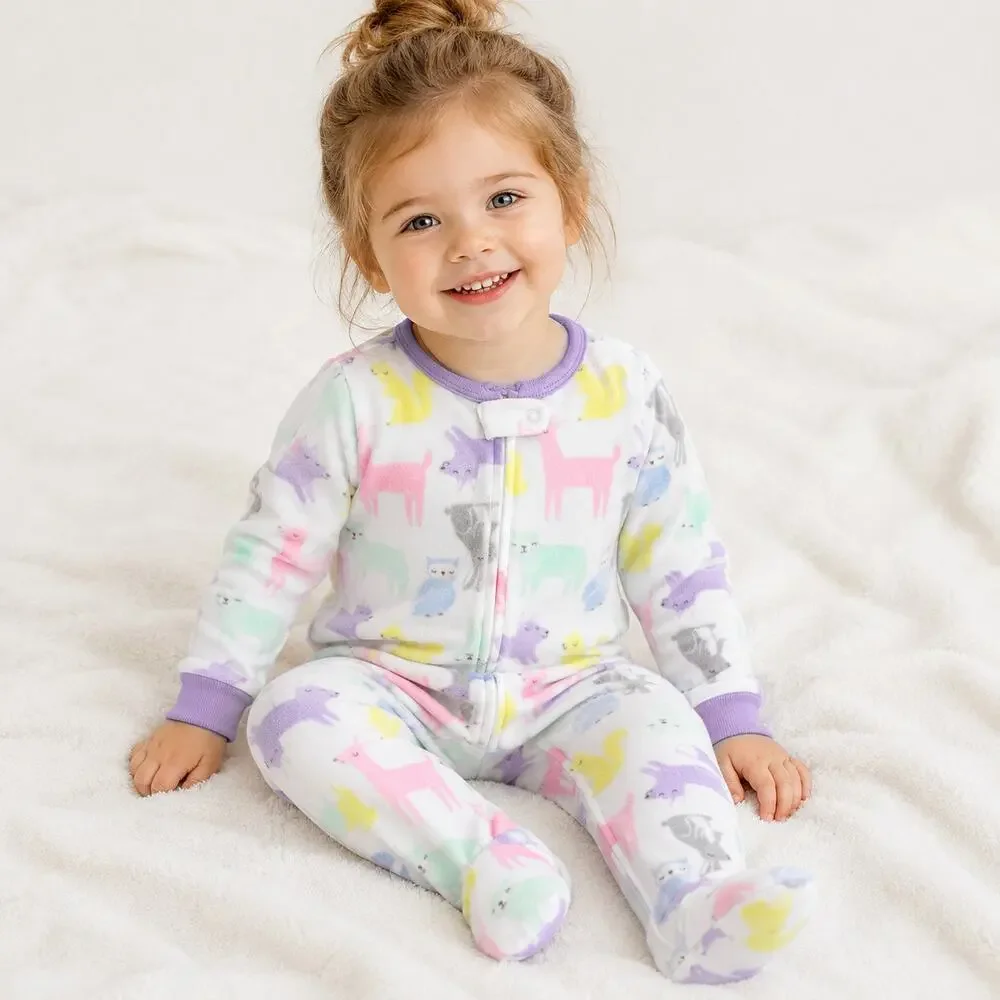 Carter's Woodland Creatures Fleece Footie Pajamas Girls 3T NWT Fox Llama Cozy